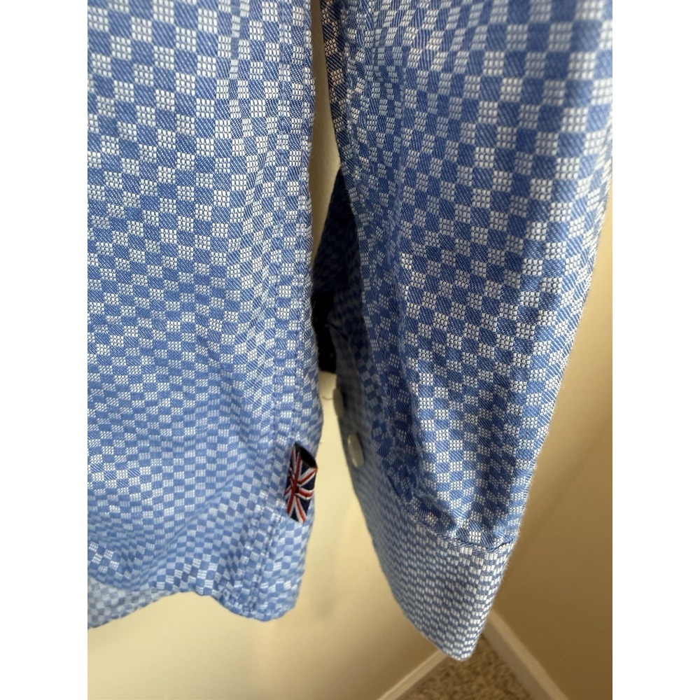 English Laundry Mens Size 16 34/35 Blue Gingham Dress Shirt Long Sleeves - Picture 6 of 11